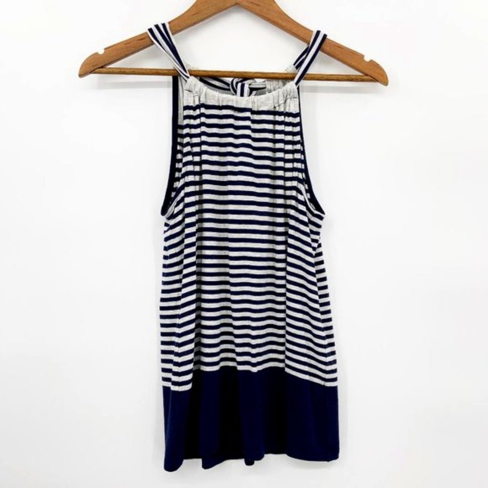 Trina Turk Stripe Tie Back Keyhole Halter Tank XS